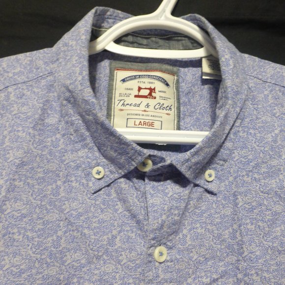 THREAD & CLOTH, large, button down short sleeve shirt with pocket, GUC - Picture 1 of 13